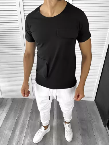 Tricou barbati slim fit negru T1974 N5-3.1